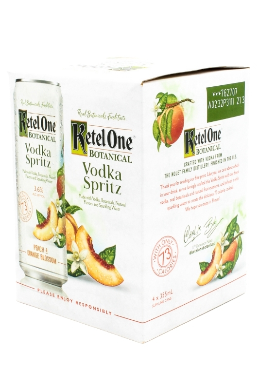 88076185098-mi.jpg Ketel One Botanical Vodka Spritz Peach & Orange Blossom 4pk 355ml Can - Image 1